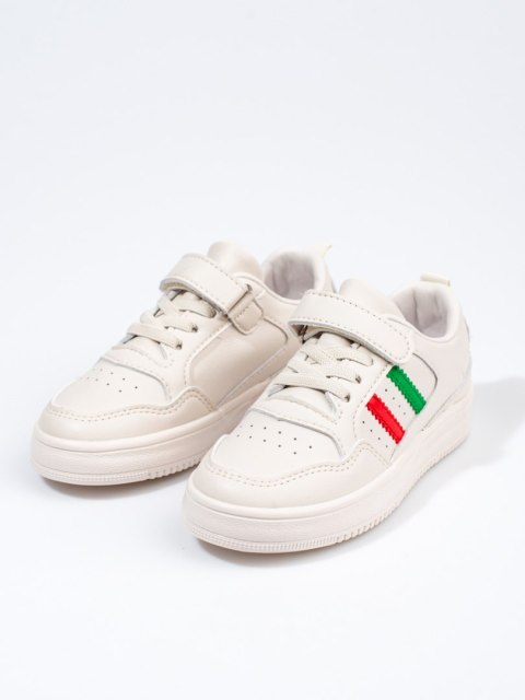 Sneakersy dziecięce białe z paskami - 30 Sneakersy dziecięce białe z paskami - 30