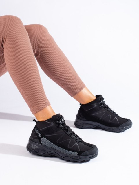 Sportowe buty trekkingowe damskie z wysoką cholewką DK czarne - 40 Sportowe buty trekkingowe damskie z wysoką cholewką DK czarne - 40