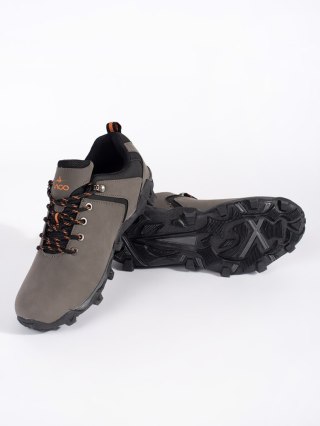 Szare męskie buty trekkingowe przed kostkę - 41