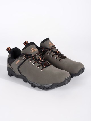 Szare męskie buty trekkingowe przed kostkę - 42