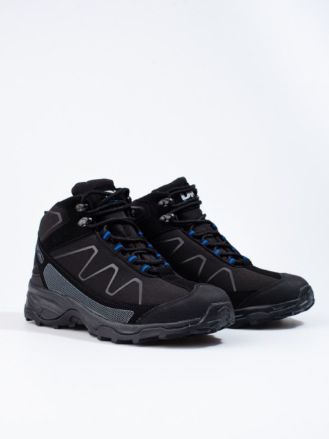 Wysokie sznurowane buty trekkingowe męskie DK czarno-niebieskie - 45 Wysokie sznurowane buty trekkingowe męskie DK czarno-niebieskie - 45
