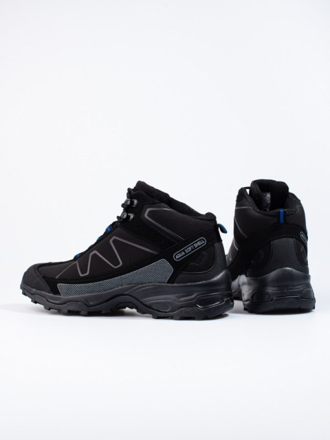 Wysokie sznurowane buty trekkingowe męskie DK czarno-niebieskie - 45 Wysokie sznurowane buty trekkingowe męskie DK czarno-niebieskie - 45
