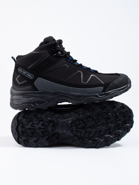Wysokie sznurowane buty trekkingowe męskie DK czarno-niebieskie - 45 Wysokie sznurowane buty trekkingowe męskie DK czarno-niebieskie - 45
