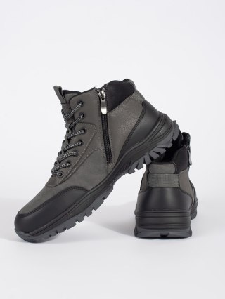 Męskie szare zimowe buty trekkingowe - 44