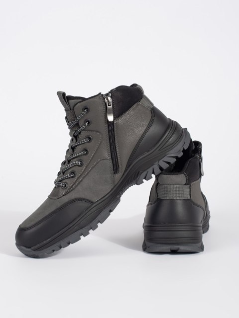 Męskie szare zimowe buty trekkingowe - 44 Męskie szare zimowe buty trekkingowe - 44