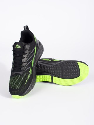Czarno-zielone męskie siatkowe buty sportowe - 41