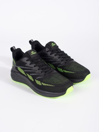 Czarno-zielone męskie siatkowe buty sportowe - 44