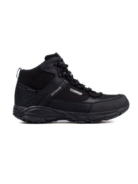 Sznurowane buty trekkingowe z wysoką cholewką męskie DK Softshell czarne - 44 Sznurowane buty trekkingowe z wysoką cholewką męskie DK Softshell czarne - 44