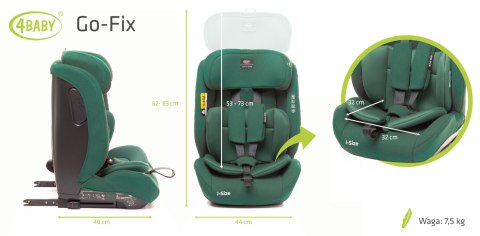 4 BABY Fotelik GO-FIX 76-150cm DARK GREEN I-SIZE