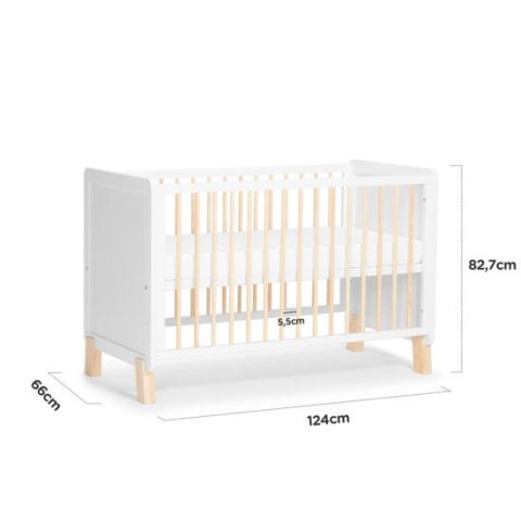 KINDERKRAFT Łóżeczko drewniane NICO barierka white