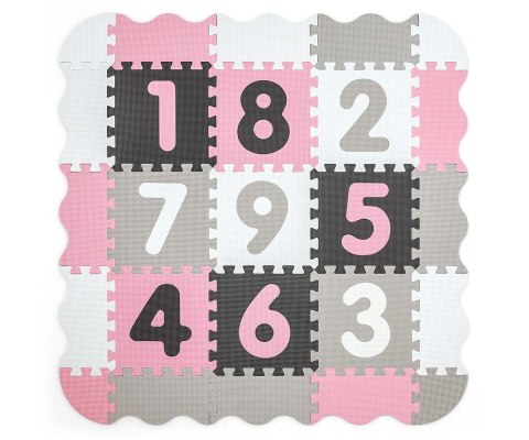 MILLY MALLY 5612 Mata piankowa puzzle Jolly 3x3 Digits - pink grey MILLY MALLY 5612 Mata piankowa puzzle Jolly 3x3 Digits - pink grey