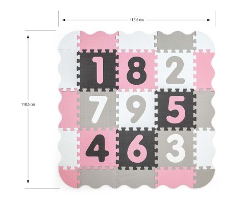 MILLY MALLY 5612 Mata piankowa puzzle Jolly 3x3 Digits - pink grey MILLY MALLY 5612 Mata piankowa puzzle Jolly 3x3 Digits - pink grey