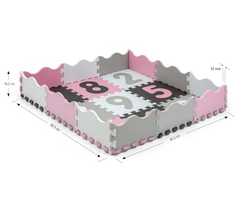MILLY MALLY 5612 Mata piankowa puzzle Jolly 3x3 Digits - pink grey MILLY MALLY 5612 Mata piankowa puzzle Jolly 3x3 Digits - pink grey