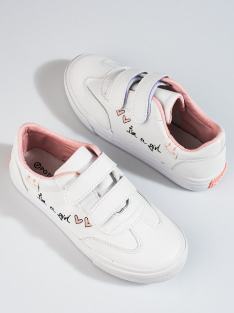 Buty sportowe na rzep dla dziewczynki Potocki białe - 26
