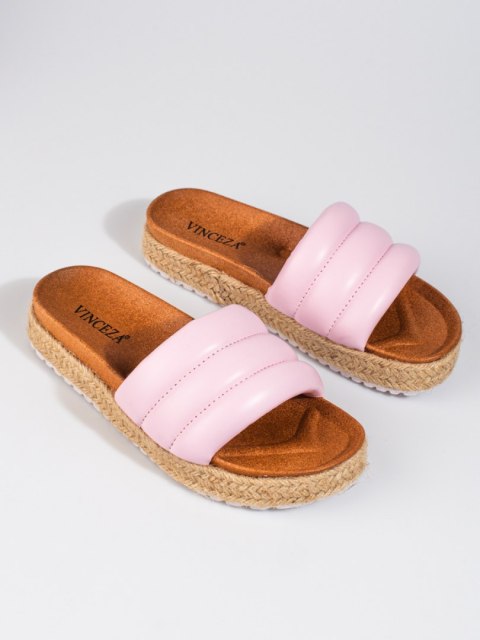 Damskie klapki espadryle na grubej podeszwie Vinceza różowe - 37