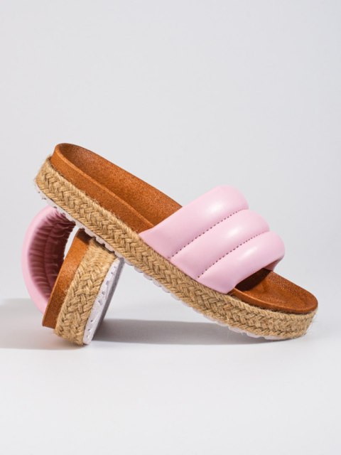 Damskie klapki espadryle na grubej podeszwie Vinceza różowe - 37