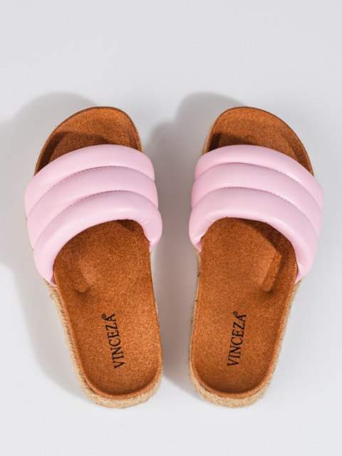 Damskie klapki espadryle na grubej podeszwie Vinceza różowe - 37