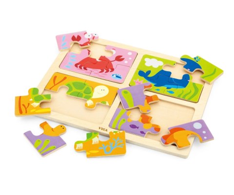 VIGA 50190 Puzzle na podkładce 4w1 - morze VIGA 50190 Puzzle na podkładce 4w1 - morze