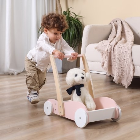 Viga 44076 Drewniany chodzik pchacz różowy Viga 44076 Drewniany chodzik pchacz różowy