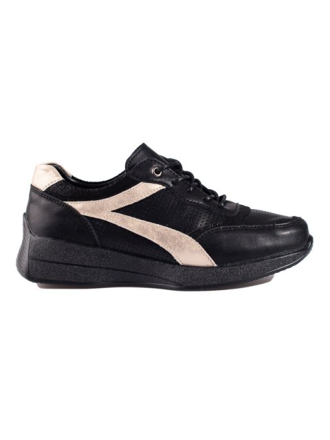 Skórzane czarne sneakersy na platformie - 38 Skórzane czarne sneakersy na platformie - 38