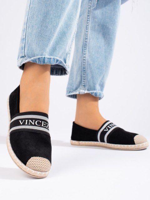 Zamszowe espadryle damskie czarne Vinceza - 36 Zamszowe espadryle damskie czarne Vinceza - 36