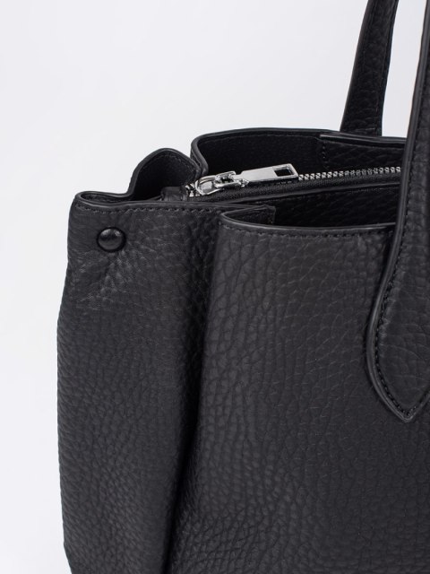 Czarna torebka shopper z ekoskóry - one size Czarna torebka shopper z ekoskóry - one size