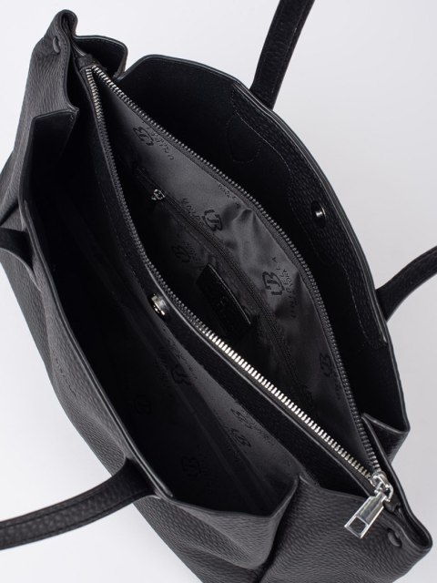 Czarna torebka shopper z ekoskóry - one size Czarna torebka shopper z ekoskóry - one size