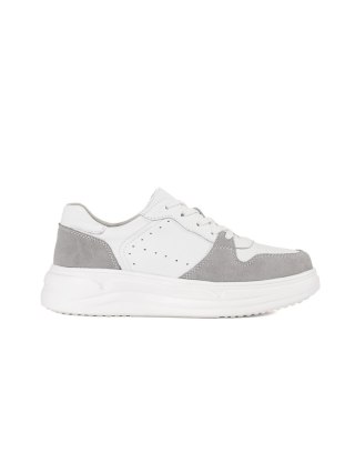 Białe skórzane sneakersy na platformie - 38