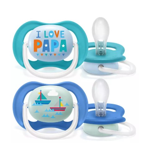 AVENT SCF080/03 Smoczek ortodontyczny Ultra Air 6-18M boy łódka/i love papa AVENT SCF080/03 Smoczek ortodontyczny Ultra Air 6-18M boy łódka/i love papa