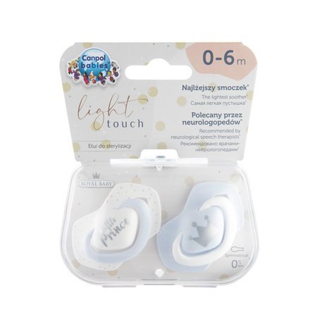 CANPOL 22/650 Smoczek uspokajający silikonowy symetryczny 0-6 m Royal Baby niebieski CANPOL 22/650 Smoczek uspokajający silikonowy symetryczny 0-6 m Royal Baby niebieski