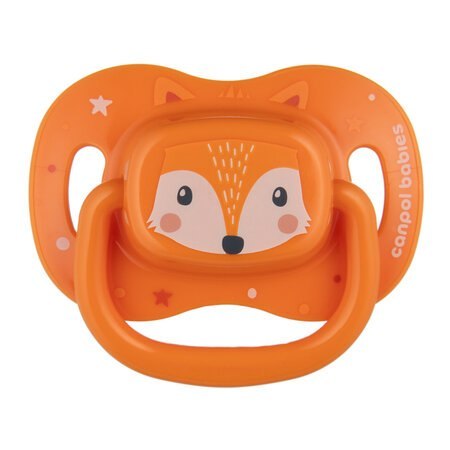 CANPOL 34/924 Smoczek uspokajający silikonowy 0-6 m symetryczny Cute Animals pomarańczowy CANPOL 34/924 Smoczek uspokajający silikonowy 0-6 m symetryczny Cute Animals pomarańczowy