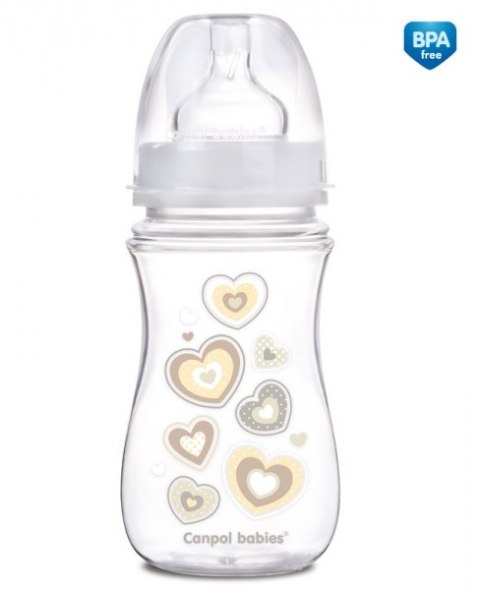 CANPOL 35/217 Butelka szerokootworowa antykolkowa Easystart Newborn Baby 240 ml beżowe serduszka CANPOL 35/217 Butelka szerokootworowa antykolkowa Easystart Newborn Baby 240 ml beżowe serduszka