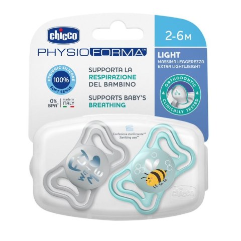 CHICCO 00071037210000 Smoczek PHYSIO LIGHT 2-6M sil 2 szt niebieski CHICCO 00071037210000 Smoczek PHYSIO LIGHT 2-6M sil 2 szt niebieski