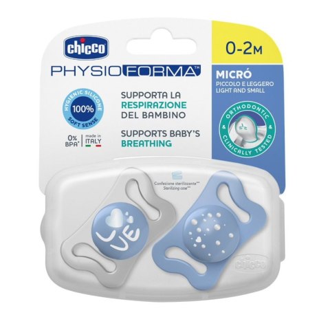 CHICCO 00075126210000 Smoczek MICRO niebieski sil 0-2m 2 szt CHICCO 00075126210000 Smoczek MICRO niebieski sil 0-2m 2 szt