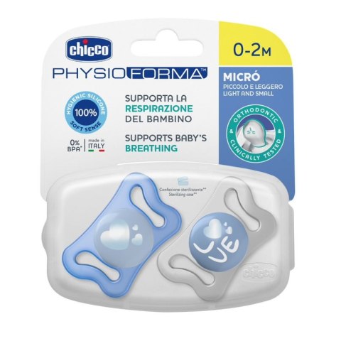 CHICCO 00075126210000 Smoczek MICRO niebieski sil 0-2m 2 szt CHICCO 00075126210000 Smoczek MICRO niebieski sil 0-2m 2 szt