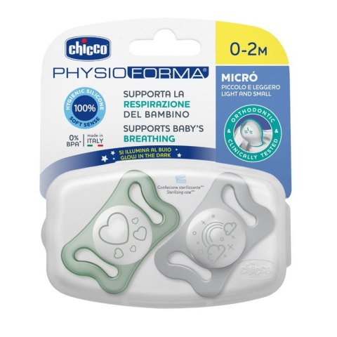 CHICCO 00075126410000 Smoczek MICRO GLOW sil 0-2m 2 szt CHICCO 00075126410000 Smoczek MICRO GLOW sil 0-2m 2 szt