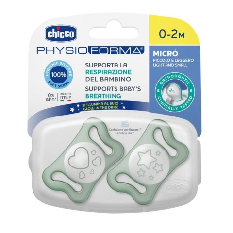 CHICCO 00075126410000 Smoczek MICRO GLOW sil 0-2m 2 szt CHICCO 00075126410000 Smoczek MICRO GLOW sil 0-2m 2 szt