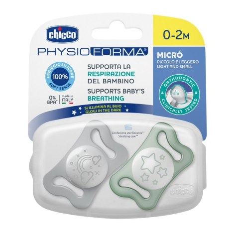 CHICCO 00075126410000 Smoczek MICRO GLOW sil 0-2m 2 szt CHICCO 00075126410000 Smoczek MICRO GLOW sil 0-2m 2 szt