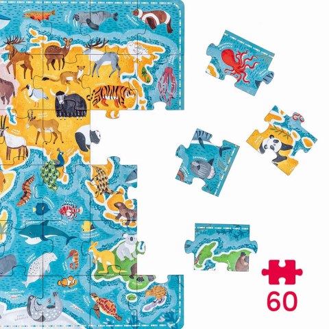 CzuCzu 7149731 Puzzle Zwierzęta Mapa Świata 4+ 60el. CzuCzu 7149731 Puzzle Zwierzęta Mapa Świata 4+ 60el.