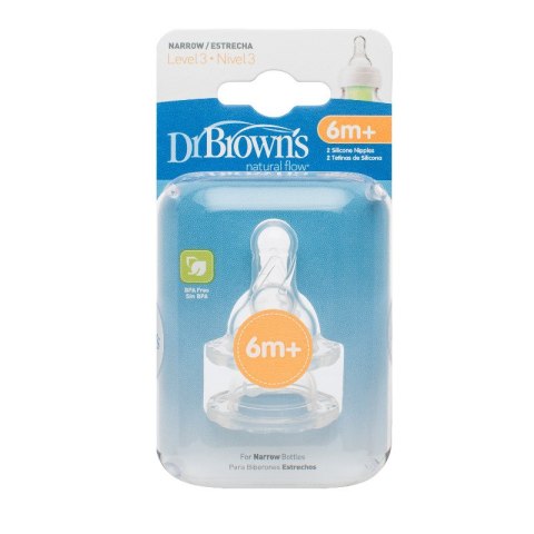 Dr.Browns 332 Smoczek silikonowy do butelki Standard poziom 3 2-pak Dr.Browns 332 Smoczek silikonowy do butelki Standard poziom 3 2-pak