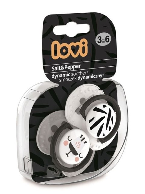 LOVI 22/878 Smoczek silikonowy dynamiczny 3-6 m 2 szt. Salt&Pepper LOVI 22/878 Smoczek silikonowy dynamiczny 3-6 m 2 szt. Salt&Pepper