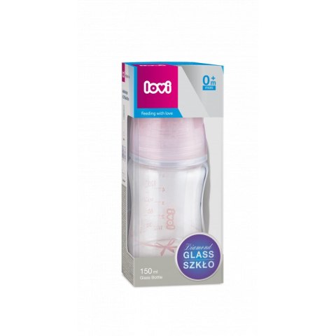 LOVI 74/104 Butelka szklana Diamond Glass 150 ml Baby Shower Girl LOVI 74/104 Butelka szklana Diamond Glass 150 ml Baby Shower Girl