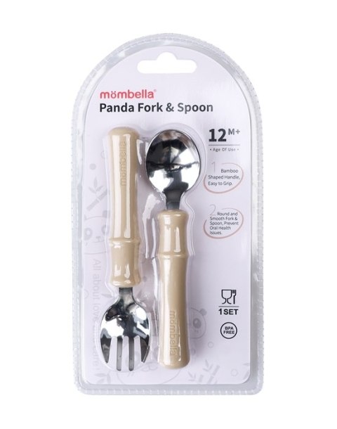 Mombella 01515 Metalowe Sztućce dla dzieci Panda Light Brown Mombella 01515 Metalowe Sztućce dla dzieci Panda Light Brown