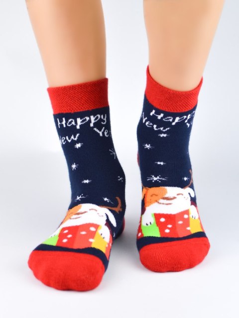 NOVITI SF012-U-01 Skarpety frotte XMAS Happy New Year 31/34 NOVITI SF012-U-01 Skarpety frotte XMAS Happy New Year 31/34