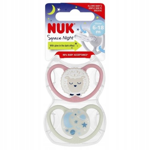NUK 736619 Smoczek 6-18m silikon SPACE NIGHT 2 szt. NUK 736619 Smoczek 6-18m silikon SPACE NIGHT 2 szt.