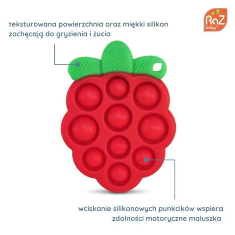 RAZBABY 009-POP-RT Pop it gryzak silikonowy Soczysta Malina-zabawka sensoryczna dla niemowląt RAZBABY 009-POP-RT Pop it gryzak silikonowy Soczysta Malina-zabawka sensoryczna dla niemowląt