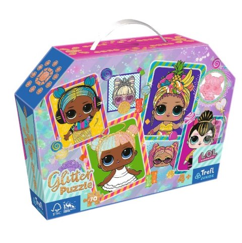 TREFL 53016 Puzzle 70 glitter w kuferku - Kolorowe laleczki L.O.L * TREFL 53016 Puzzle 70 glitter w kuferku - Kolorowe laleczki L.O.L *