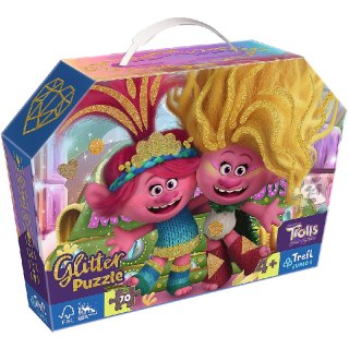 TREFL 53021 Puzzle 70 glitter w kuferku Brokatowe Trolle *