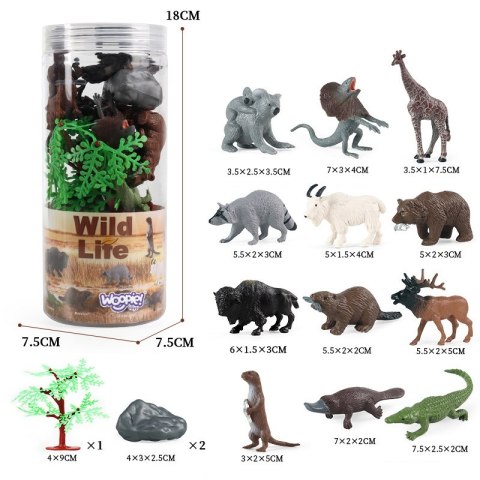 WOOPIE 47054 Zestaw figurek 15 szt Dzikie Zwierzęta WOOPIE 47054 Zestaw figurek 15 szt Dzikie Zwierzęta
