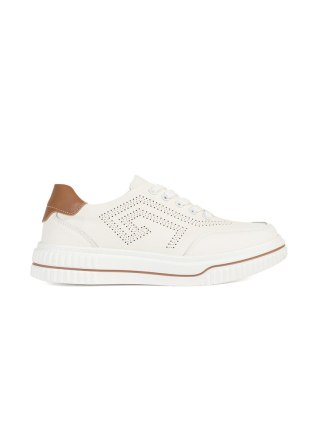 Białe dziurkowane skórzane sneakersy - 40